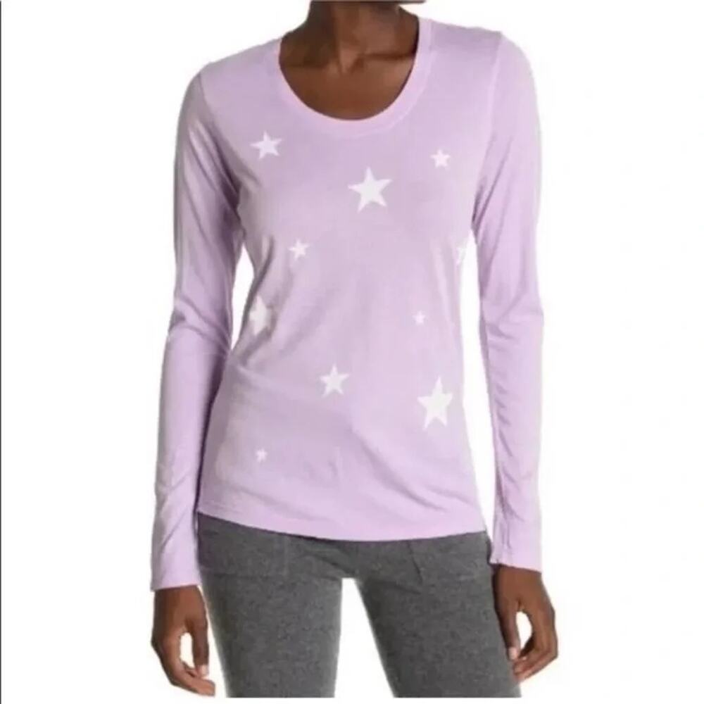 Sundry Women's T-Shirt Top Size 4 XL/Extra Large Lilac Star Print NEW Scoop Neck